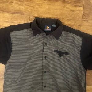 Vintage Burnside Y2K Short Sleeve Button-Up Shirt in Charcoal/Navy